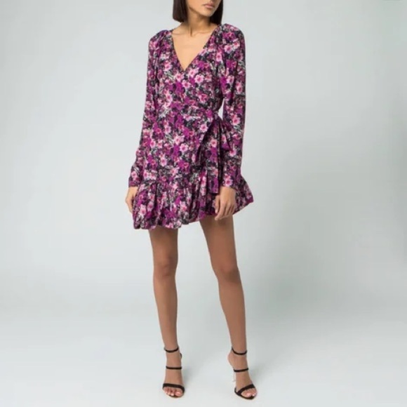 NWT Rotate Birger Christensen Nancy Purple Black Cherry Flower Floral Dress 10 - Picture 2 of 16